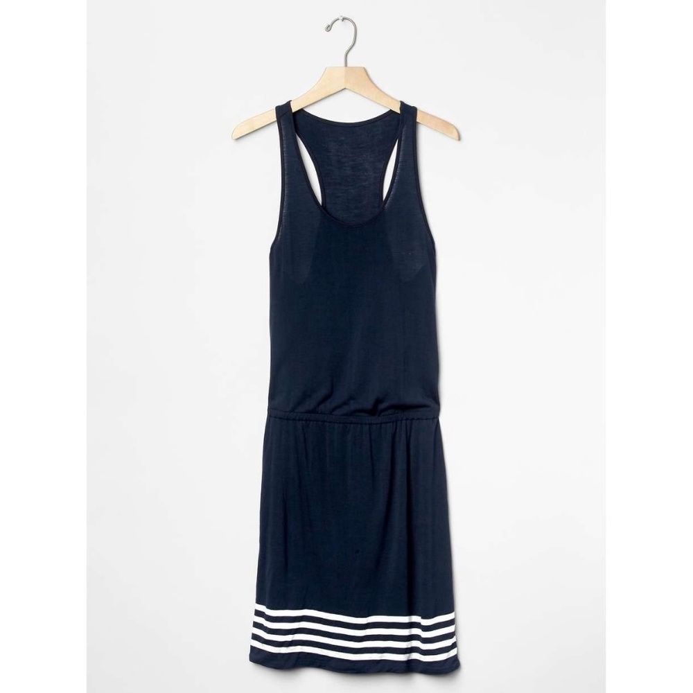 GAP Striped Knit Racerback Tank Dress Navy White - Picture 1 of 3